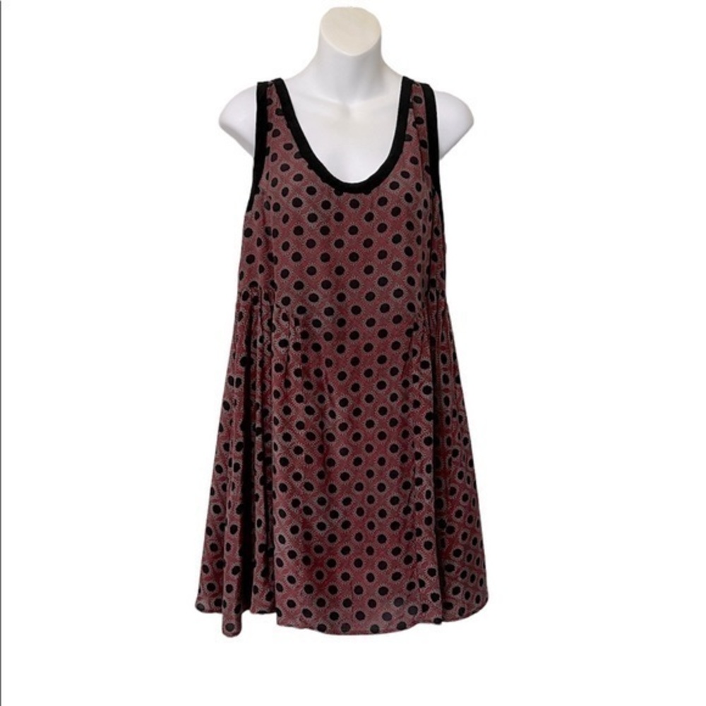 Free People Red-Orange and Black Sleeveless Dress Size L